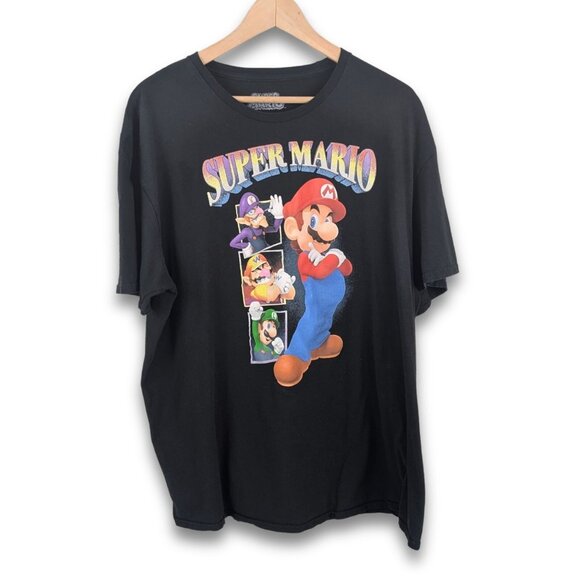Super Mario Bros Nintendo Black T-Shirt 2XL Graphic Tee Waluigi Wario Luigi - Picture 2 of 7